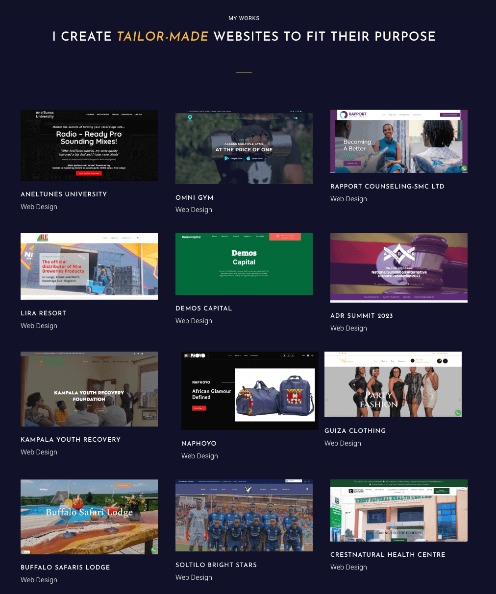 Website Development & Design Portfolio - Eric Adwek